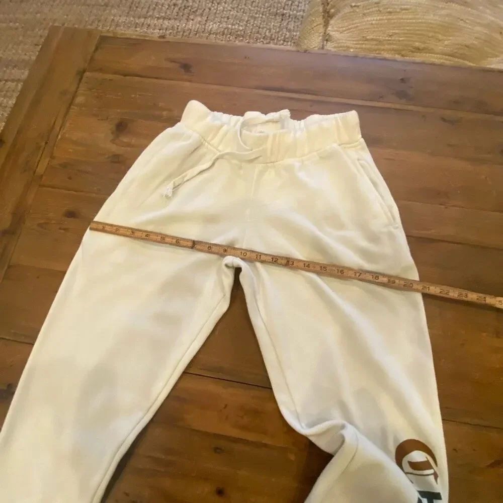 Champion Athletic Pants Off White Cream Multicolored Logo Youth Size L
